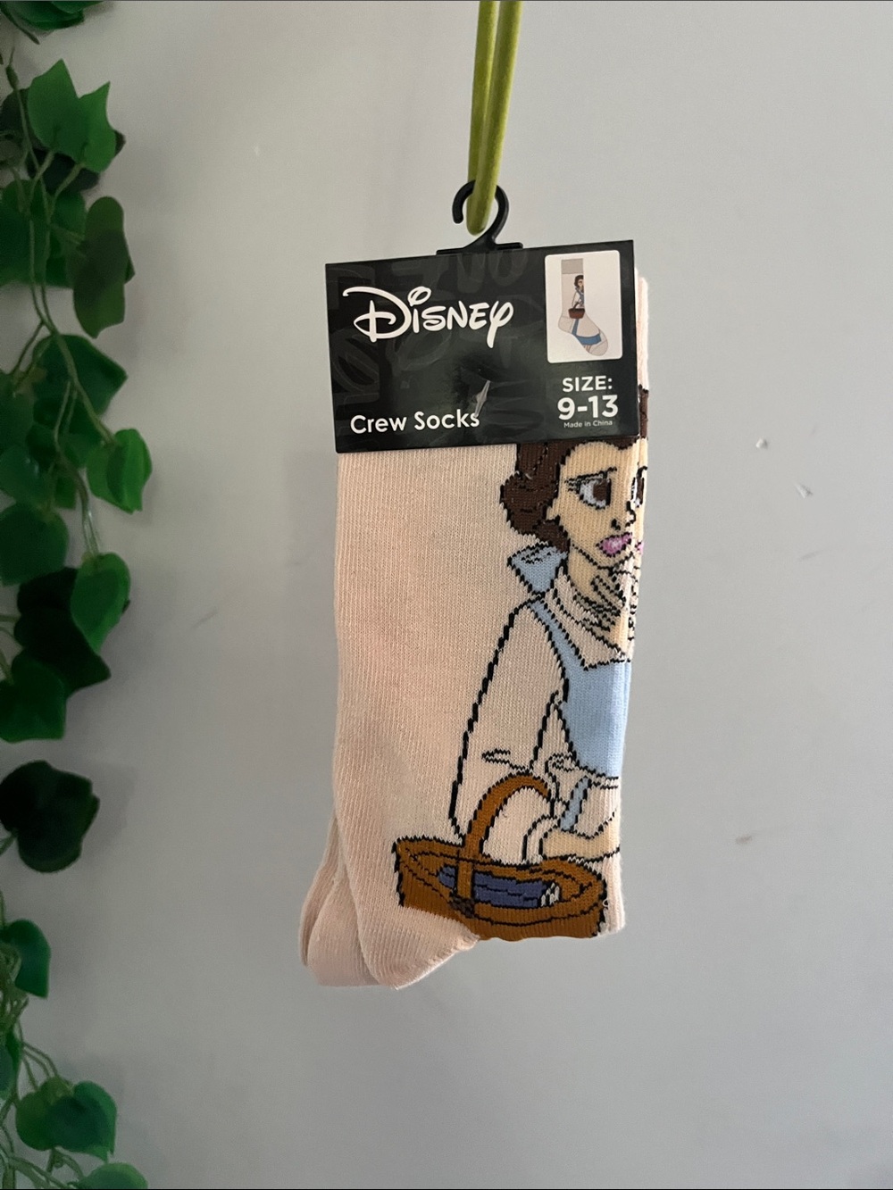 Disney Beige and Light Blue Crew Socks with Character Motif
